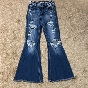 Distressed Blue Flare Jeans